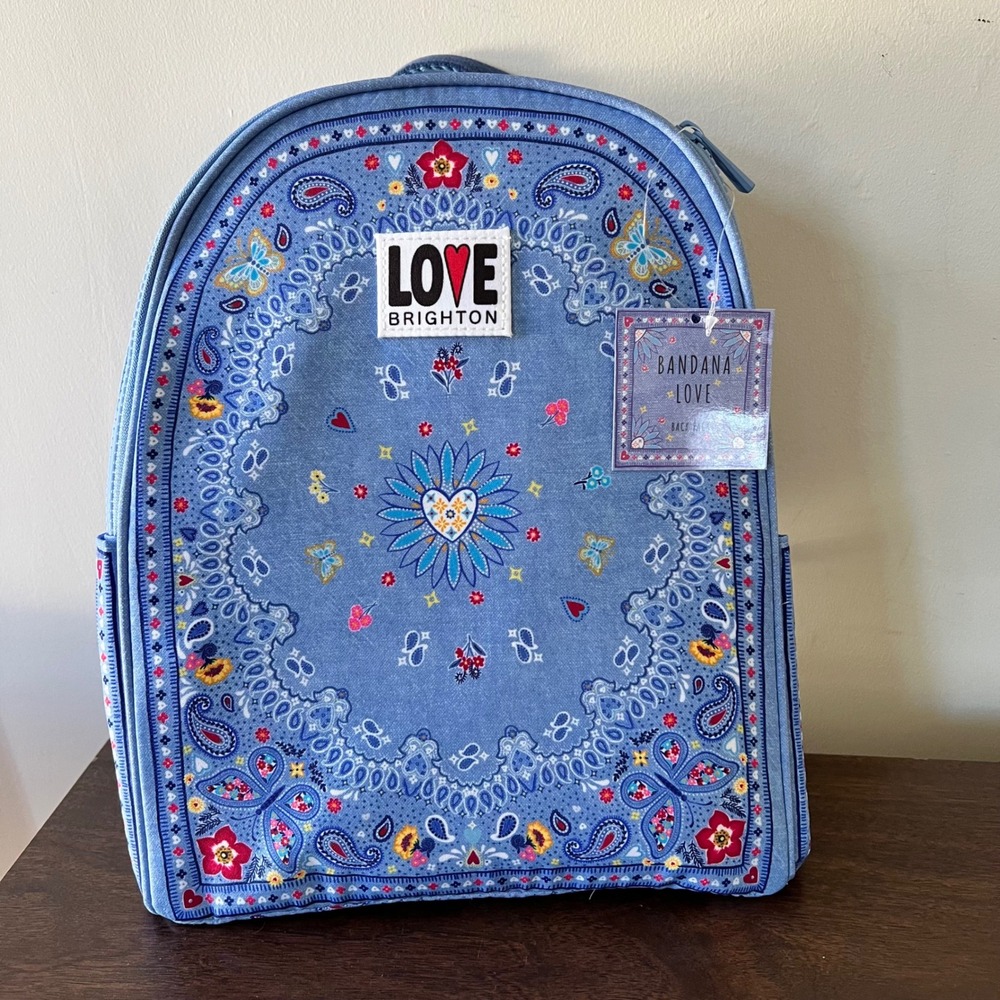 Brighton Bandana Love Blue Paisley Canvas Backpack Britney Drumheller D30343 NEW